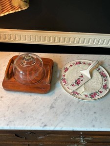 Royal Tudor Ware Cheese Plate & Glass Cloche Serving Tray (Lot of 2)