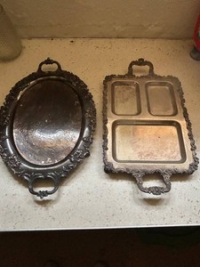 Decorative Silver Plate Serving Trays (Lot of 2)