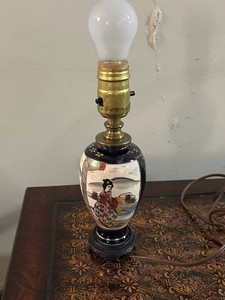 Painted Ceramic Table Lamp With Brass Socket
