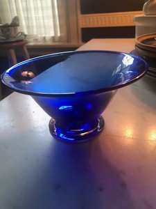 Vintage Cobalt Blue Footed Bowl
