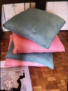 Four 24 Square Pillows Two Grey and Two Pink