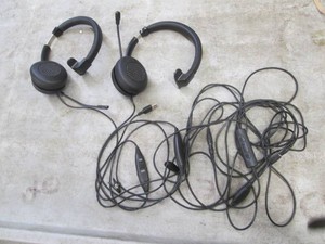 2 Deltron headphones with microphon...