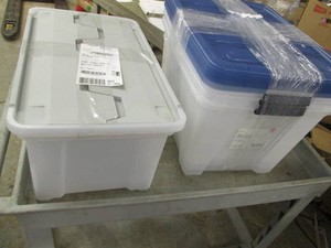 Assorted covered totes...