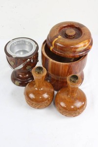 Wood Carved Decorative Vessel Set