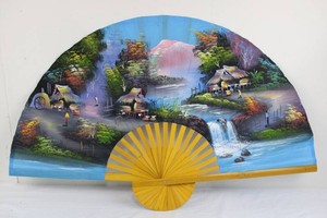 Large Hand Painted Landscape Folding Fan