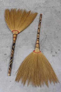 Handwoven Straw Brooms (Lot of 2)