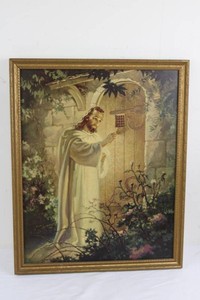 Vintage Framed Jesus Print 22 X 17.5 in