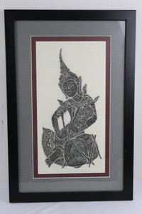 Framed Thai Dancer Print 24 X 16 in