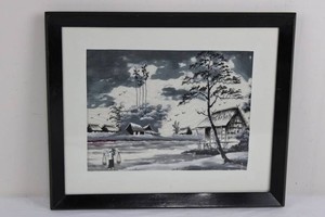 Framed Oriental Landscape Artwork 16 X 14 in