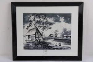 Oriental Framed Landscape Painting 16x14