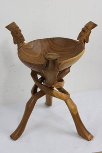 Carved Wood Figural Stool