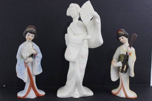 Set of 3 Geisha Figurines from 6 to 9 Inches