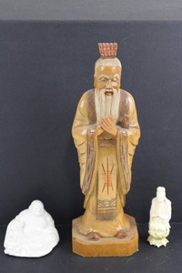 Wood Carved Asian Figurines Set of 3
