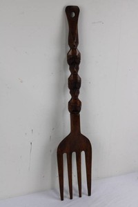 Carved Wooden Decorative Fork 29.5 in