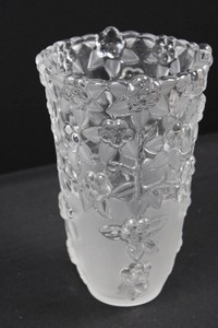 Clear Pressed Glass Floral Vase 10 inches Tall