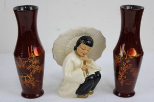 Ceramic Vase and Figurine Set (Lot of 3)
