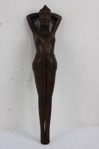 Carved Wooden Female Figure Wall Sculpture 13 inches