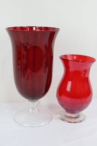 Red Glass Vases (Lot of 2) 9 inches and 13 inches