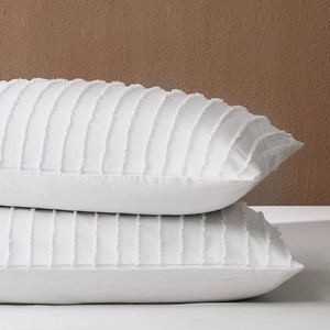 JELLYMONI White Striped Tufted Pillowcases Standard Size  Soft Comfortable,Less Likely to Attract Pet Hair,Oeko-Tex Certified,Tufted Striped Design,Envelope Closure,2 Pieces