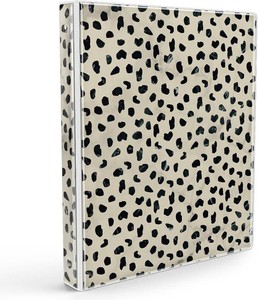 Eyrozill Cute 3 Ring Binder 1 Inch, Letter-Size PVC Cover (Leopard)  Water-proof, 2 Inner Pockets, Leopard Pattern, School Office Organizer, Recipe Binder