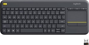 $28 Logitech K400 Plus Wireless Touch TV Keyboard with Easy Media Control and Built-in Touchpad, HTPC Keyboard for PC-Connected TV, Windows, Android, ChromeOS, Laptop, Tablet - Black (missing receiver)