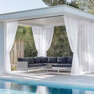 $50 RYB HOME 6 Panels White Outdoor Sheer Curtains for Patio, Waterproof Light Filtering Voile Outside Curtains Rod Pocket Drapes for Front Porch, Gazebo, Pergola, Backyard, 54 x 108 inches