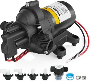 $39 12V RV Water Pump, 4.0 GPM 45 PSI Diaphragm Pump, 12Volt Quiet Fresh Water Pump with Pressure Switch, Self Priming Pressure Pumps for RV Camper Boat Marine Food Truck
