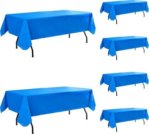 $34 Vinyl Tablecloth with Flannel Backing-6 Pack Royal Blue 60x84 Inch Waterproof PEVA Table Cloth Outdoor Plastic Table Sheets-Wipeable Spillproof Oilcloth Cover for Picnic Party Camping Dining