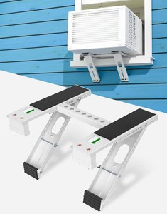 $37 Window Air Conditioner Support Bracket Heavy Duty Window AC Bracket with 2 Arms, Up to 220 lbs - Universal Fit 5,000 to 24,000 BTU Window Units - Adjustable Crossbar Level Non-Slip Mat