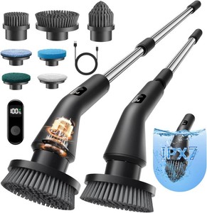 $38 Leebein Electric Spin Scrubber, 2026 Upgraded Cordless Cleaning Brush Bathroom Scrubber, IPX7 Waterproof Electric Scrubber with 7 Brush Heads, Extendable Long Handle Power Scrubber for Bathtub Floor