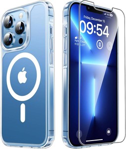 TAURI for iPhone 13 Pro Case, Compatible with MagSafe, with Screen Protector, Anti-Yellowing Military-Grade Protection, Shockproof Slim Magnetic Case for iPhone 13 Pro, Clear
