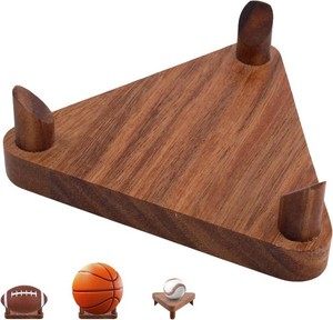 Ball Display Stand, Solid Walnut Football Basketball Rugby Soccer Volleyball Holder Rack for Autographed Memorabilia Trophy Display Home Office Sports Decor