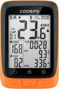 $50 COOSPO Bike Computer Wireless GPS, Cycling Computer GPS Bike Tracker with BluetoothANT, Waterproof Bicycle Computer GPS Speedometer with Auto Backlight, 2.4 inch LCD Display