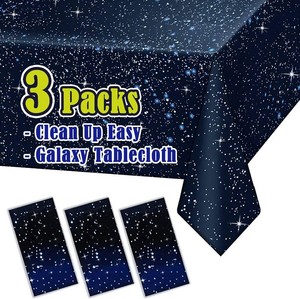 2 Packs - Space Tablecloth, Galaxy Themed Plastic Table Cover, Disposable Plastic Star Party Table Cover, 52 x 108, Fit for 8 Ft Table, for Home Decoration 2 pack