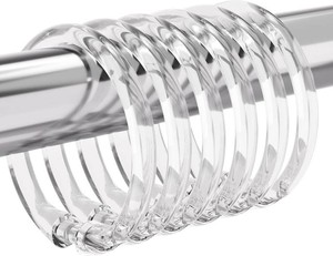 Amazer Plastic Shower Curtain Rings, 12 Pcs Clear Shower Curtain Hooks, O Shape Shower Curtain Hooks Rings, Easy to Snap Closure Shower Hooks for Shower Curtain and Liner Bathroom