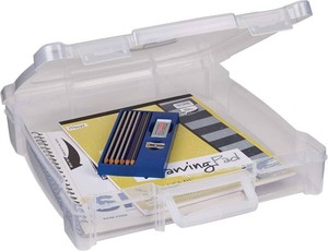 ArtBin 6913AB Portable Art & Craft Organizer with Handle, Holds Up to 12 x 12 Paper, 1 Plastic Storage Case, Clear