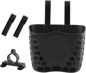 Strong Load Bicycle Handlebar Kids Bicycle Front Basket, Bike Accessories for Boys Girls, Front Toddler Tricycle Baskets for Outdoor Cycling (Black)
