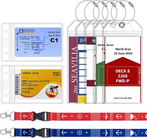 SEAVILIA 7 Pack Cruise Luggage Tag Holder & Cruise Ship Lanyards with Waterproof Id Badge Holder, Cruise Essentials 2026 for NCL, Princess, Carnival, MSC