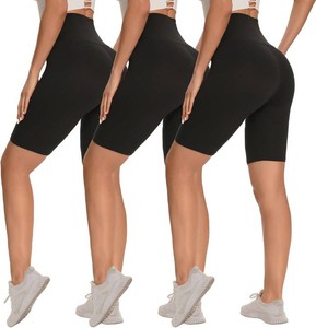 Syrinx 3 Pack Biker Shorts for Women   85 High Waisted Tummy Control Workout Yoga Running Athletic Shorts Size Large-X-Large