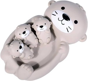 Miracland Otter Bath Toy Set - Mother and 3 Baby Otters, Lovely Family Tub Toy, Parent-Child Floating Water Toy, Soft Squeeze Bathtub Toy for Babies