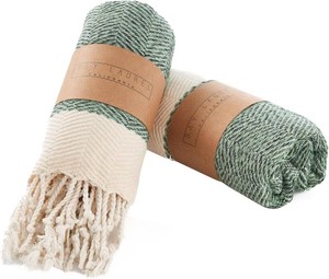 BAY LAUREL Turkish Hand Towel   Pack of 2  Soft & Absorbent Decorative Towels for Bathroom, Hand, Face, Hair, Gym, Yoga, SPA, Kitchen & Tea  Boho Decor(Army Green, Herringbone 15x26 Inches(Set of 2)
