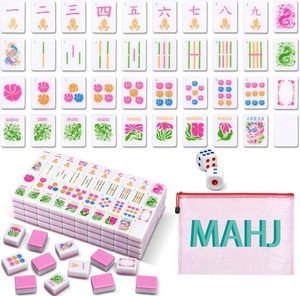 $58 Soulchen Kaleidoscope Mahjong Tile Set 160 Mahjong Tiles 1.2 Pink American Mahjongs Tile Set with Mahjongs Bag