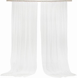 $38 Lings moment Wide White Sheer Curtains, Chiffon Wrinkle-Free Window Doorway Drapes Backdrop for Sliding Glass Doors Living Room Wedding Party Bedroom Farmhouse Arch Stage, 5ft x 10ft 2 Panels