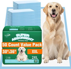 $27 IMMCUTE 50 Pack Dog Pee Pads, 30x36 Great Value Puppy Pads XL, Pee Pads for Dogs Cats Extra Large, Wee Wee Pads for Potty Training, Disposable Doggie Pads Super Absorbent & Leak-Proof
