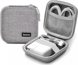 Small Travel Carrying Storage Case, 4.4x4.4 Charger Organizer, Pouch compatible with MacBook Power Adapter, Laptop Accessories Cables, Cords, USB Drives, Earphones