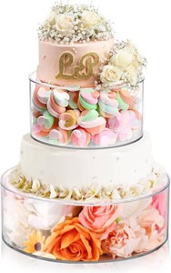 $30 Jucoan Set of 2 Clear Acrylic Fillable Cake Stand, Cake Tier Display Stand Cupcake Stand, 12 Inch & 8 Inch Round Cylinder Display Riser for Wedding Birthday Baby Shower Easter Party Centerpieces