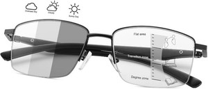 $29 YIMI Photochromic Progressive Multifocus Reading Glasses Spring Hinge Sun Readers Computer Anti Glare Glasses for Men Women