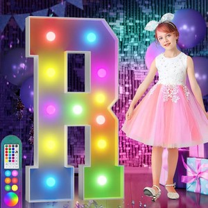 $38 imprsv 4FT Colorful Marquee Letters R, 18 Colors Large Light up Letters Alphabet Sign with Remote, Large Marry Me Sign, Birthday Party Decorations Anniversary Wedding Decoration