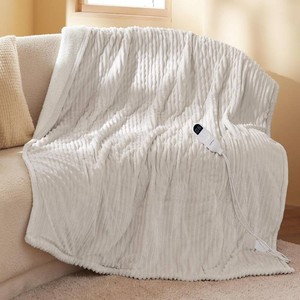 $50 Bedsure GentleSoft Heated Blanket Throw - Soft Ribbed Flannel Electric Blanket, Heating with 6 Time Settings (Up to 10H), 6 Heat Settings & 8Hr Timer Auto Off, Gifts for Grandma (50x60 inches, Gream)