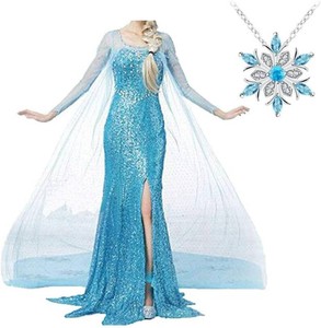 $30 Choadam Princess Coronation Dress Snow Queen Adult Women Cosplay Wig Necklace Costume Cosplay Halloween Size XXL